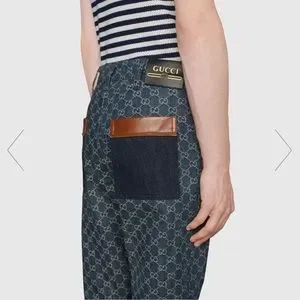 GUCCI グッチ GG Logo ECO WASHED DENIM WIDE Gucci Jeans with logo | Men's | Vitkac